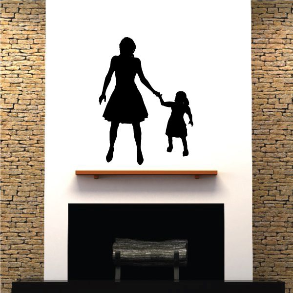 Image of Mother And Daughter Holding Hands Decal