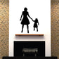 Mother and daughter wall decal, black silhouettes holding hands