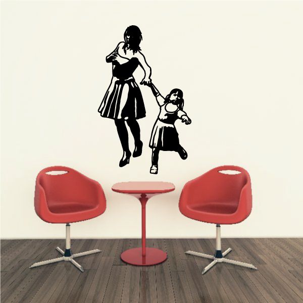 Image of Mother And Daughter Skipping Decal