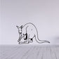 Mother kangaroo with baby wall decal, pouch figure