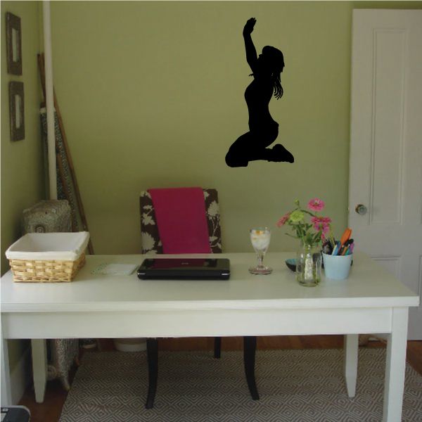 Praying mother silhouette wall decal, black hands raised design