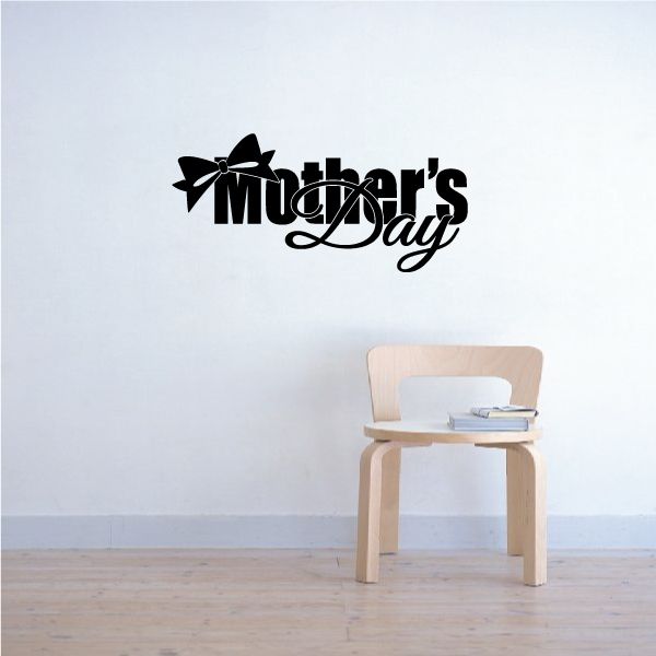 Mother's Day bow decal with black ribbon and 'Mother's Day' lettering
