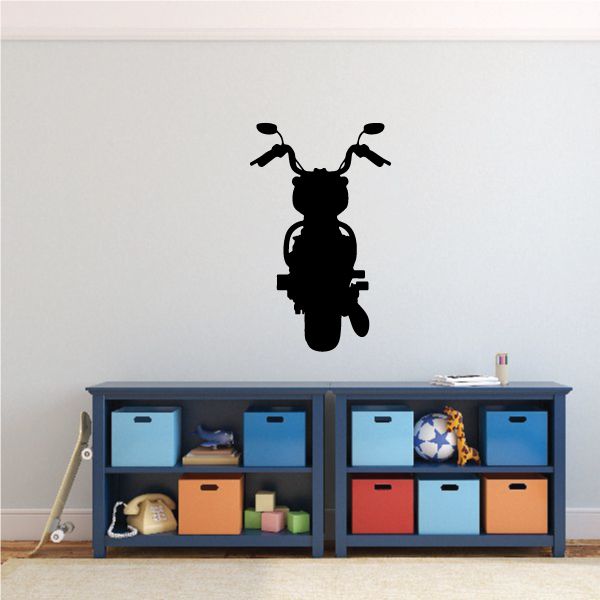 Motorcycle hog wall decal, black vinyl silhouette of a chopper motorcycle
