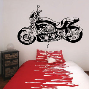 Motorcycle wall decal vinyl sticker with black illustrated motorcycle, side view