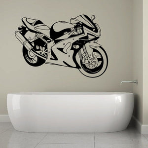 Motorcycle illustration wall decal vinyl sticker with bold black bike outline