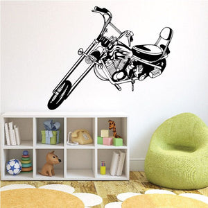 Black motorcycle illustration vinyl wall decal