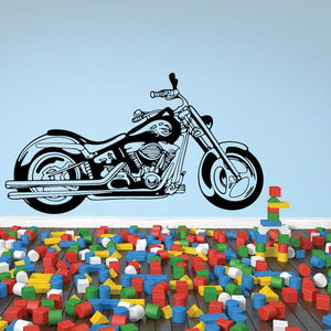 Motorcycle wall decal vinyl sticker with black-and-white cruiser side view illustration