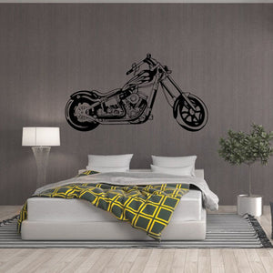 Motorcycle wall decal vinyl, black detailed bike illustration