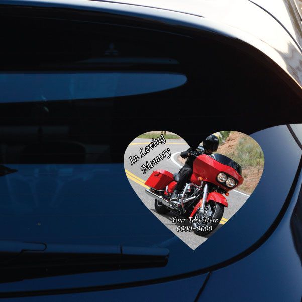 Image of Motorcycle In Loving Memory Custom Heart Sticker