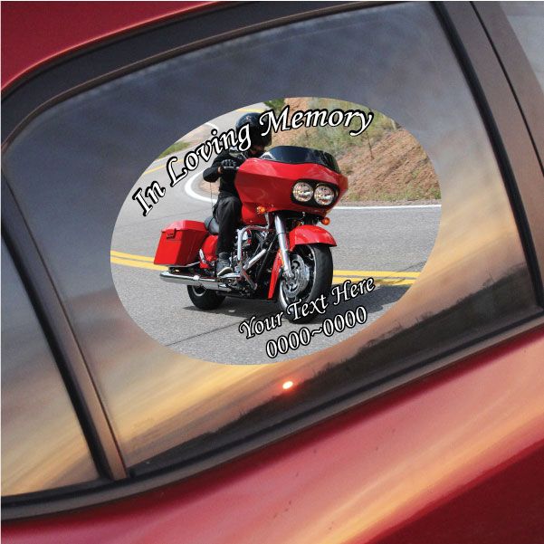 Image of Motorcycle In Loving Memory Custom Oval Sticker