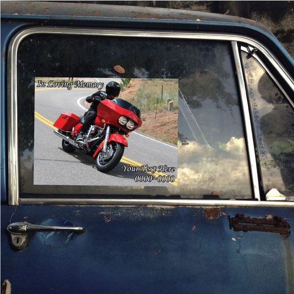 Image of Motorcycle In Loving Memory Custom Rectangle Sticker