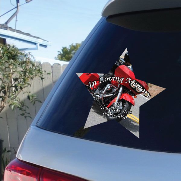 Image of Motorcycle In Loving Memory Custom Star Sticker