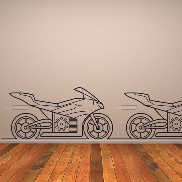 Image of Motorcycle Line Art Decal