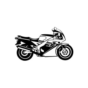 Motorcycle window vinyl decal sticker with black sport bike and rider