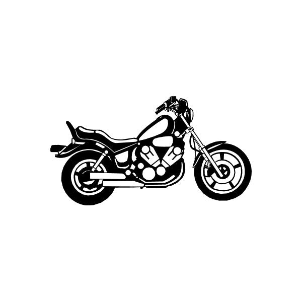 Motorcycle vinyl window decal sticker, black cruiser silhouette