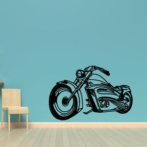 Motorcycle vinyl wall decal with black motorcycle illustration