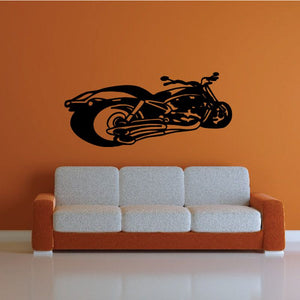 Motorcycle wall decal vinyl sticker with black side-profile bike graphic