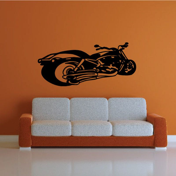 Motorcycle wall decal vinyl sticker with black side-profile bike graphic