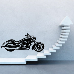 Motorcycle wall decal vinyl in black with racing bike silhouette