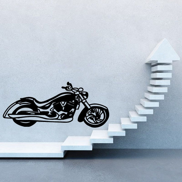 Motorcycle wall decal vinyl in black with racing bike silhouette