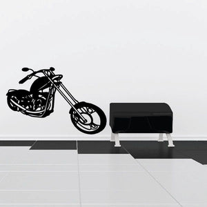 Black motorcycle wall decal vinyl sticker, side view bike silhouette