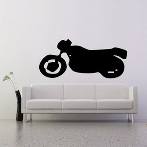 Black motorcycle wall decal vinyl, dark silhouette of sport bike