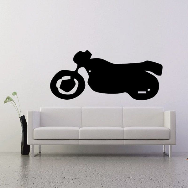 Black motorcycle wall decal vinyl, dark silhouette of sport bike