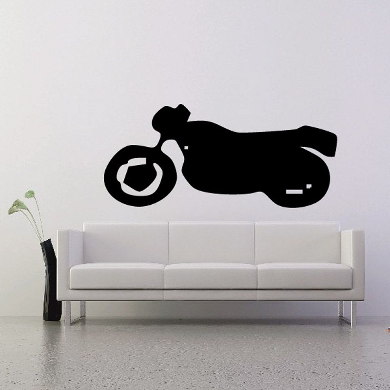Black motorcycle wall decal vinyl, dark silhouette of sport bike
