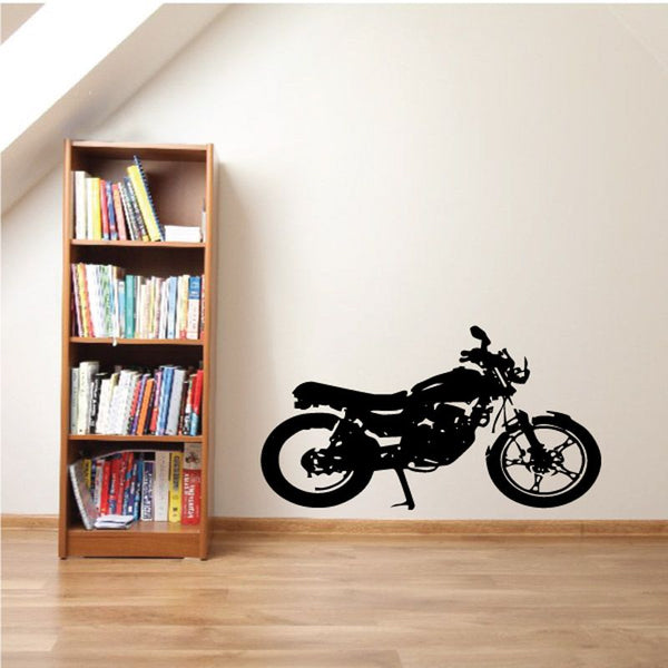 Black motorcycle wall decal silhouette on a light wall