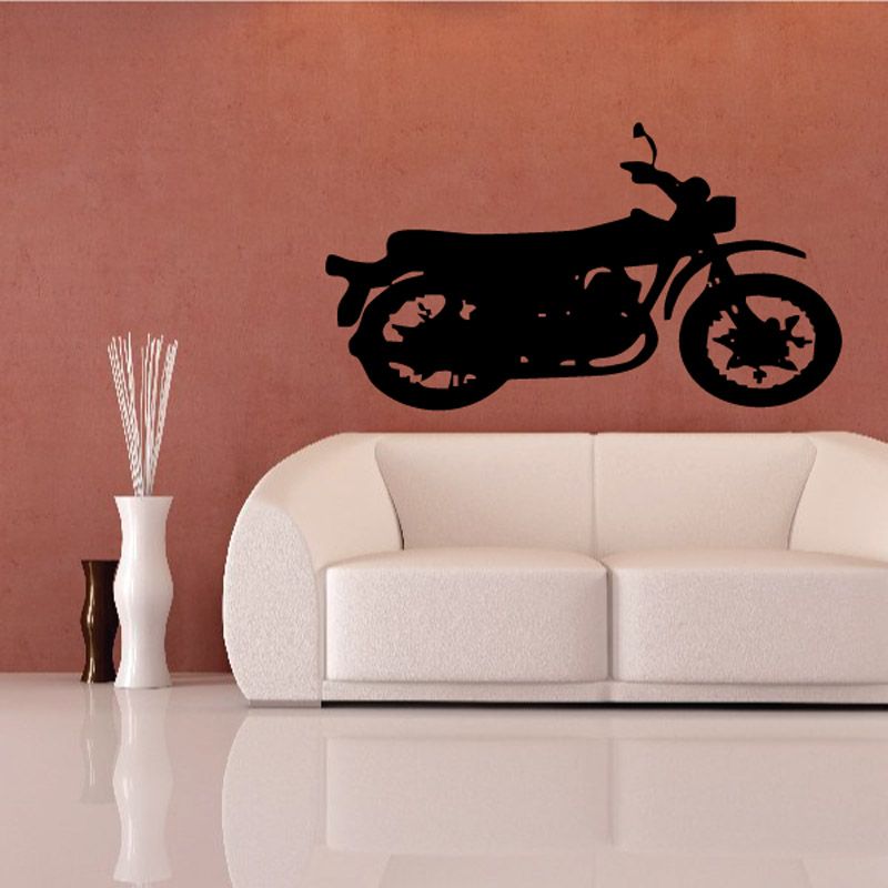 Motorcycle wall vinyl decal, black sport bike silhouette
