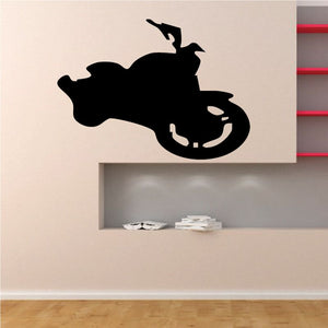 Black motorcycle vinyl wall decal silhouette