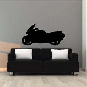 Motorcycle wall decal vinyl with black sportbike silhouette