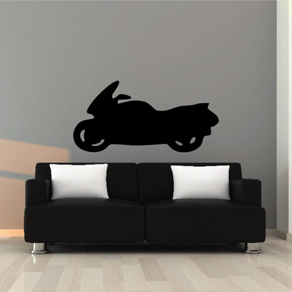 Motorcycle wall decal vinyl with black sportbike silhouette