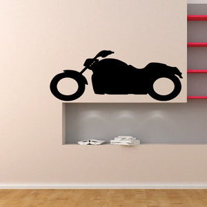 Motorcycle wall decal with black motorcycle silhouette, vinyl sticker design