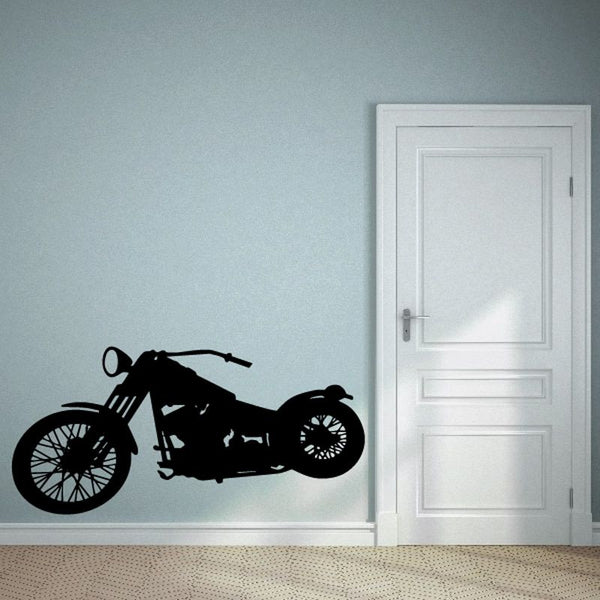 Black motorcycle wall decal vinyl silhouette