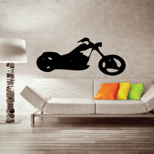 Motorcycle wall decal, black motorcycle silhouette on wall