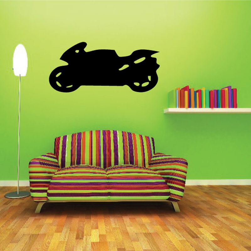 Motorcycle wall decal vinyl sticker, black motorcycle silhouette