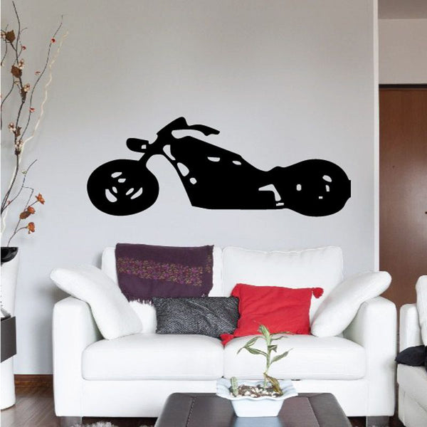Black motorcycle wall decal silhouette, vinyl style