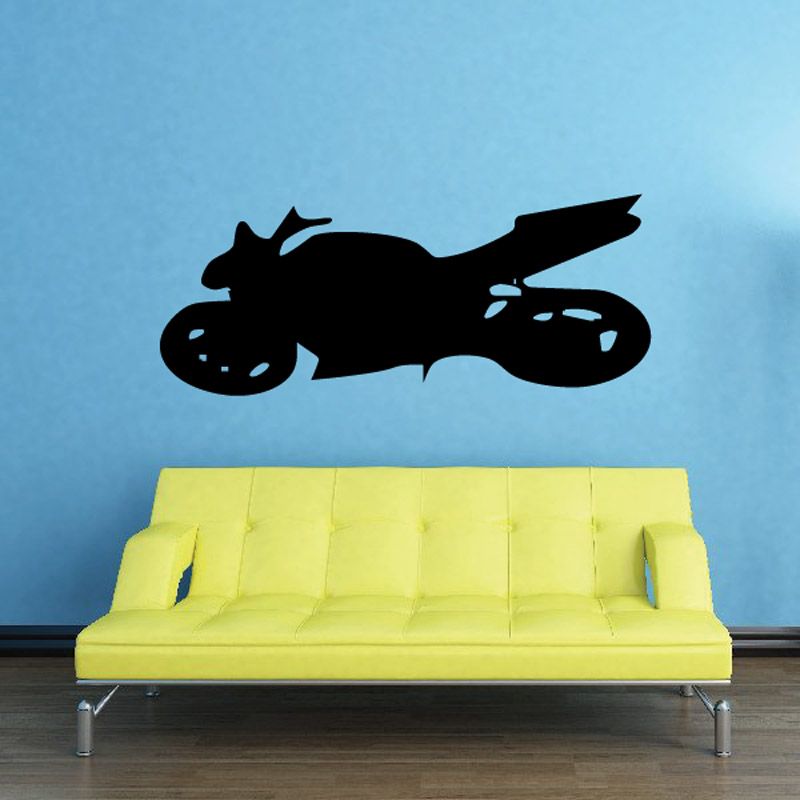 Motorcycle wall decal vinyl sticker with black motorcycle silhouette
