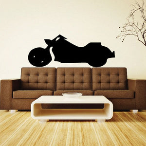 Black motorcycle wall decal silhouette on a wall