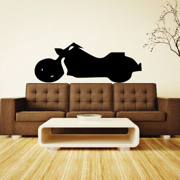 Black motorcycle wall decal silhouette on a wall