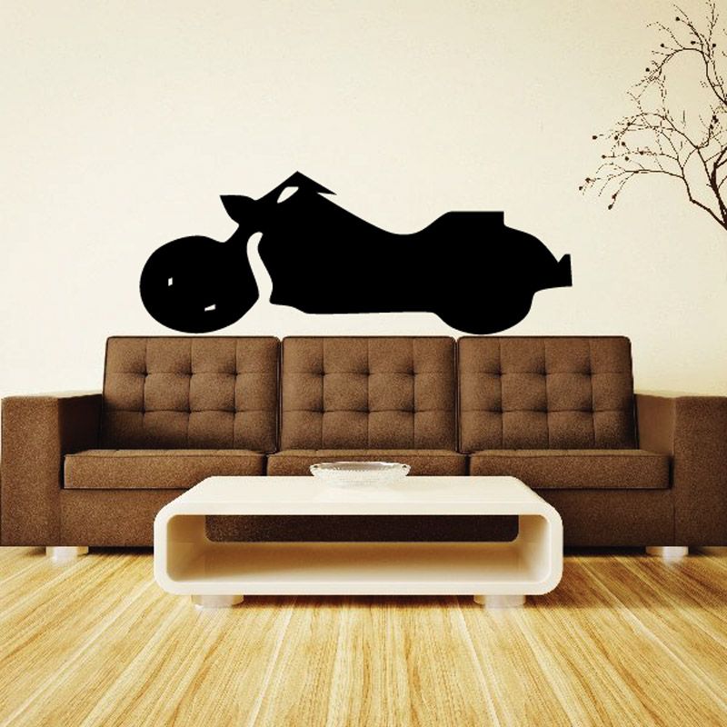 Black motorcycle wall decal silhouette on a wall