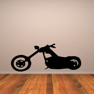 Black motorcycle wall decal vinyl, side-view silhouette with front headlight