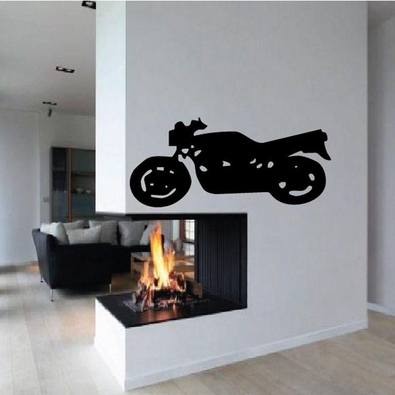 Motorcycle wall decal vinyl sticker with black motorcycle silhouette