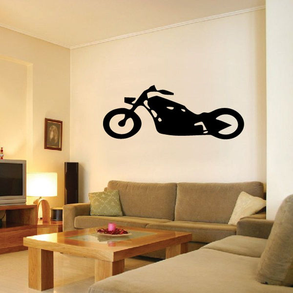 Motorcycle wall decal vinyl sticker, black riding bike silhouette