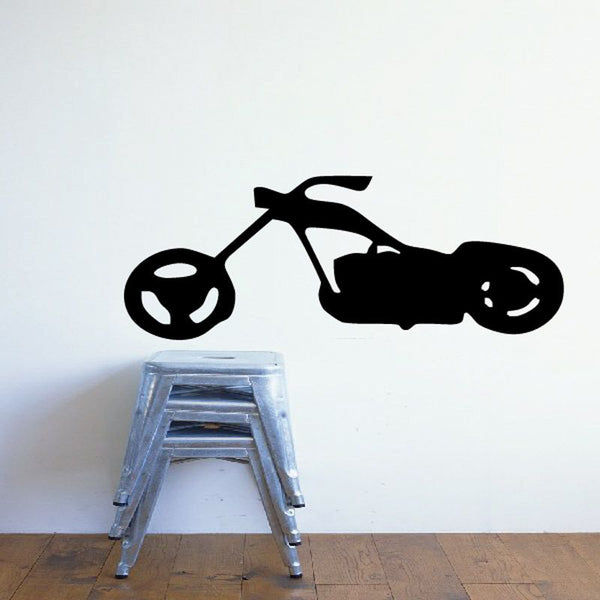 Black motorcycle wall decal vinyl, side view silhouette.