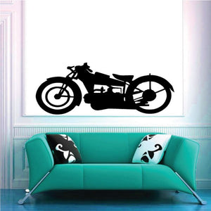 Black motorcycle wall decal with racing bike silhouette