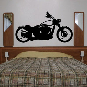 Black motorcycle wall vinyl decal silhouette