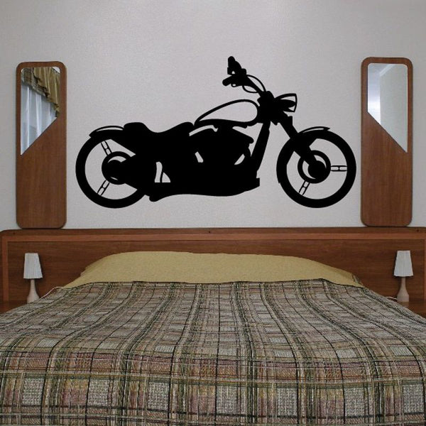 Black motorcycle wall vinyl decal silhouette