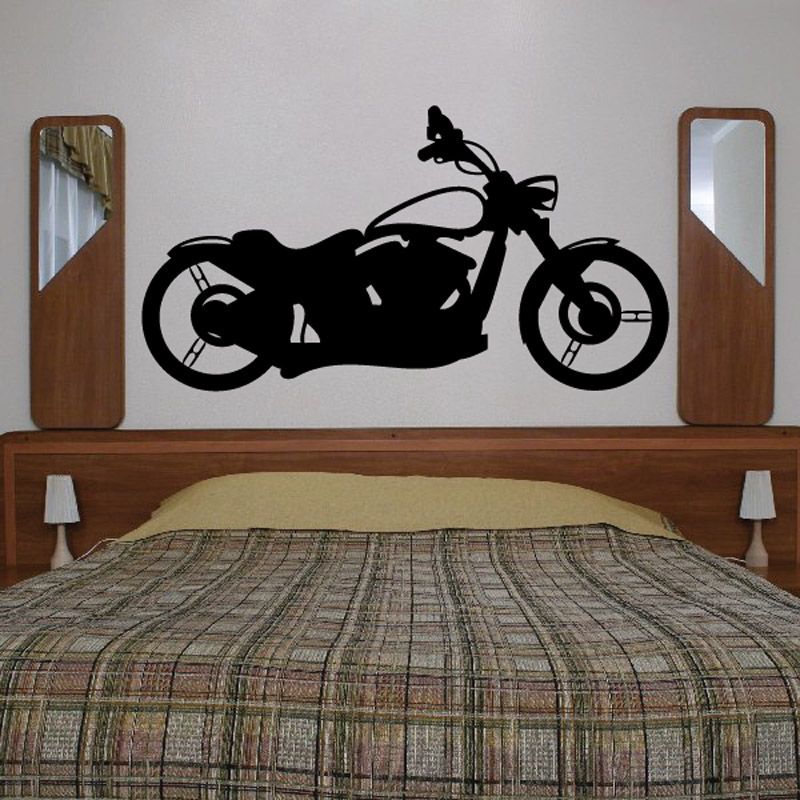 Black motorcycle wall vinyl decal silhouette